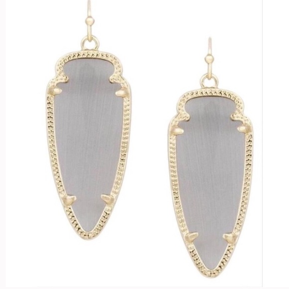 Kendra Scott Skylar Slate Grey Earrings - Picture 1 of 4